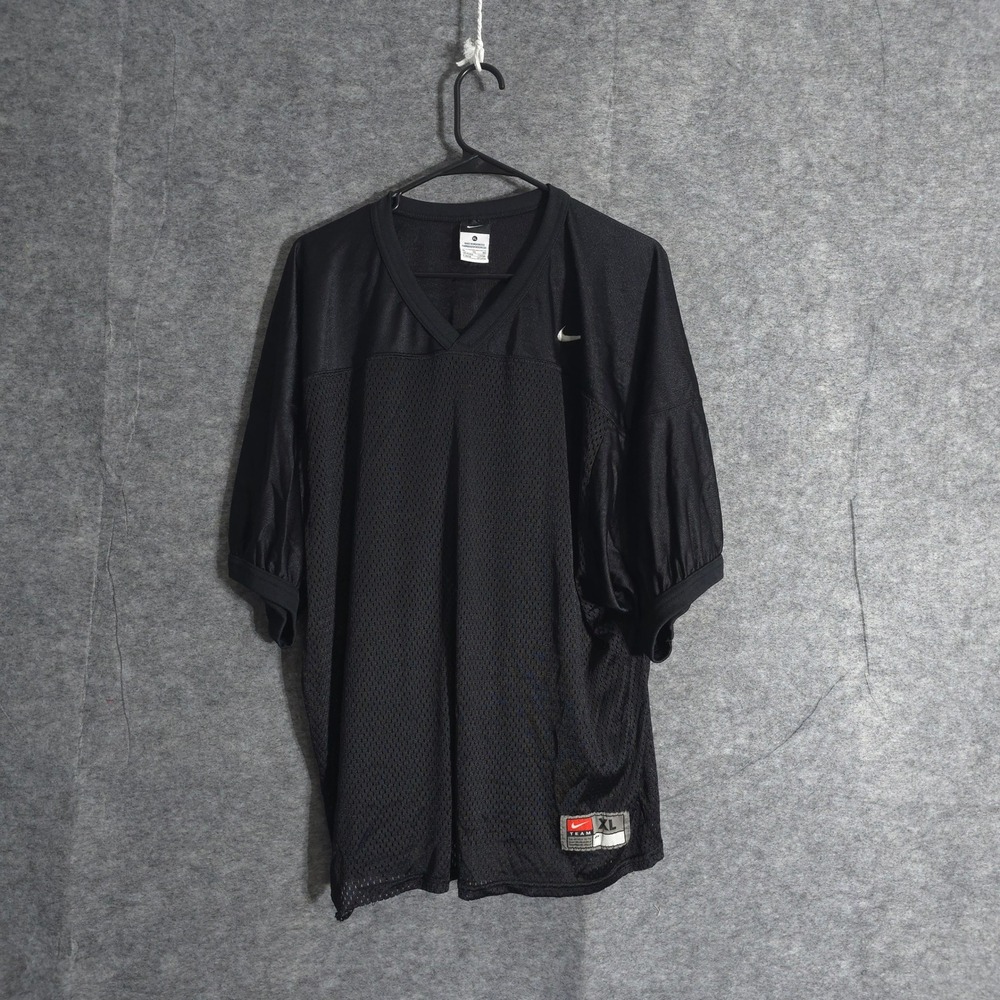 Nike Team Black Football Jersey Shirt Men XL V-Neck Mesh Athletic Training Sport